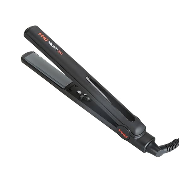 MHU Professional 1 Inch Keratin Ion Flat Iron Tourmaline Ceramic Hair Straightener Instant Heat Up Auto Shut-Off Adjustable Temperature with LED Display Black 285F-450F