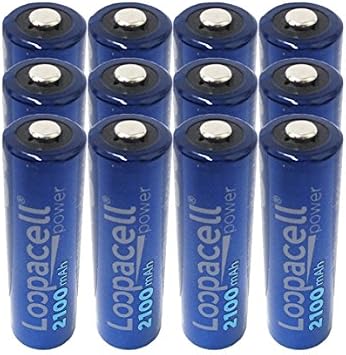 Loopacell AA Rechargeable Precharged Ni-MH 1.2V 2100mAh Battery Pack of 12