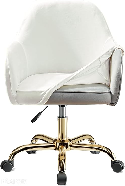 Velvet Swivel Armrest Curved Back Chiar Cover, Office Desk Chair Slipcover Stretch Wingback Dining Chair Cover Protector (1pcs,White)